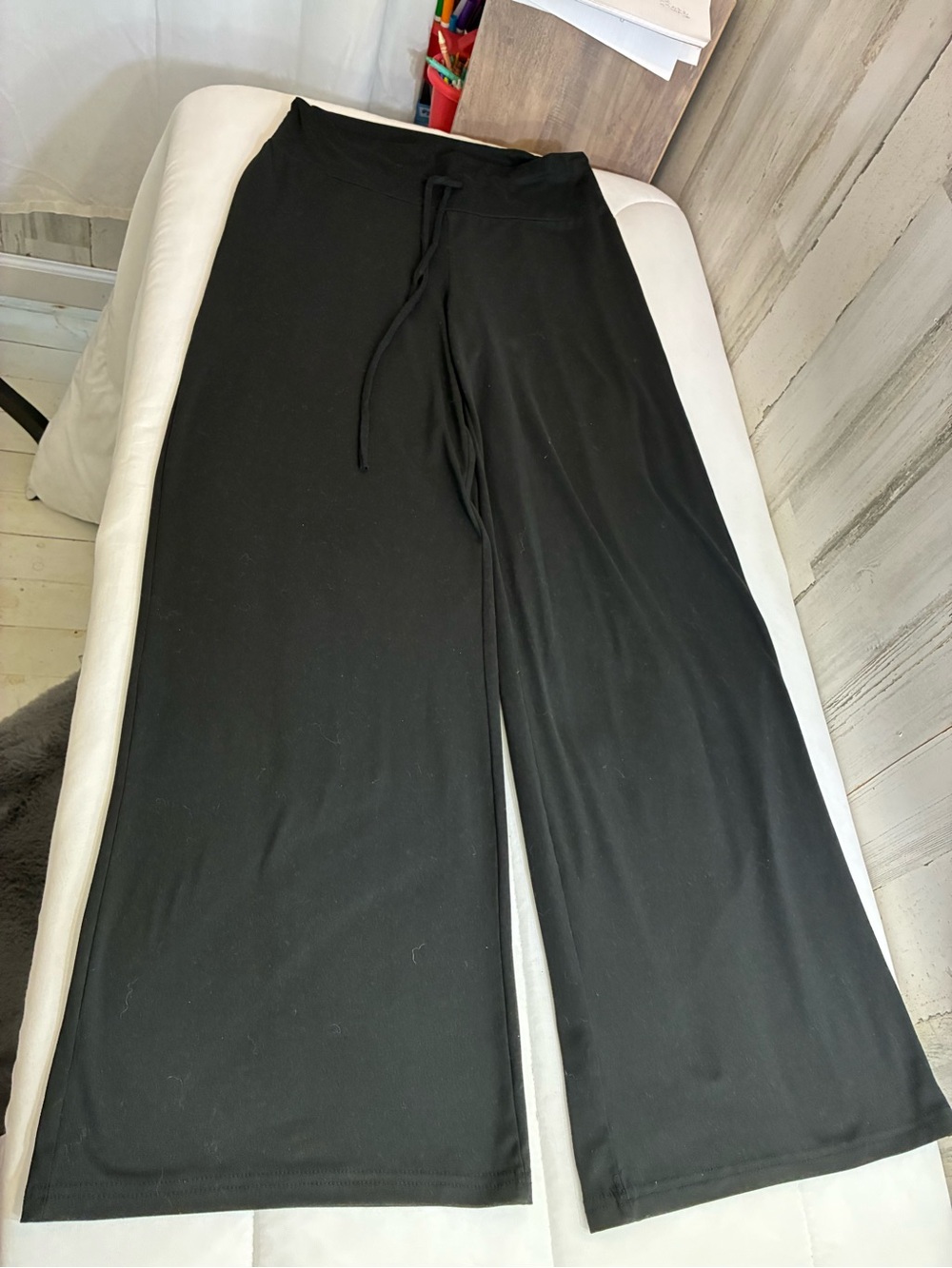 Women's Black Wide-Leg Lounge Pants Sz L
